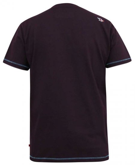 D555 NOVA Cali Surf Printed Crew Neck T-Shirt Plum - Pólók - Nagyméretű pólók - 2XL-14XL