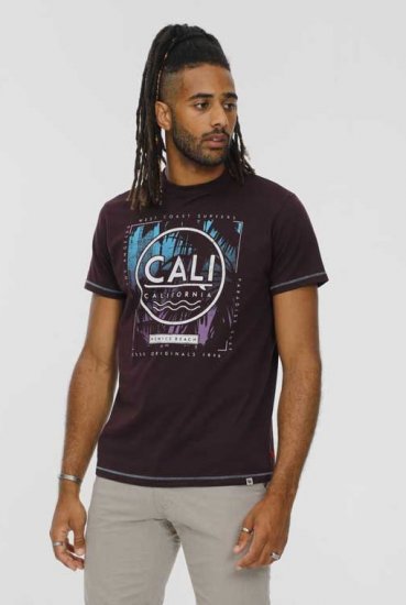 D555 NOVA Cali Surf Printed Crew Neck T-Shirt Plum - Pólók - Nagyméretű pólók - 2XL-14XL