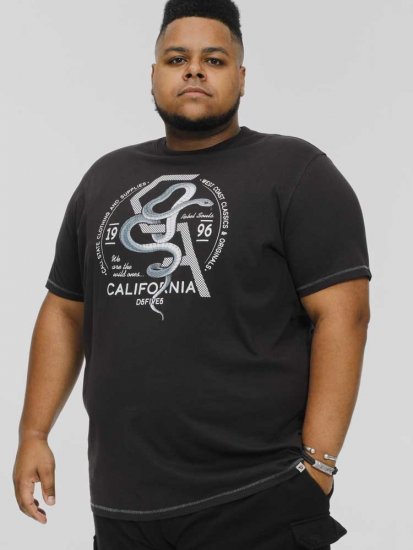 D555 CORTEX California Snake Printed Crew Neck T-Shirt Washed Black - Pólók - Nagyméretű pólók - 2XL-14XL