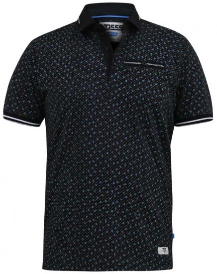 D555 WILSON AO Printed Polo Shirt Black - Pólóingek - Galléros Pólók 2XL-8XL - Pólóingek 2XL-8XL