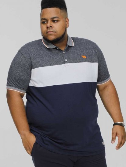 D555 EMERSON Cut And Sew Polo With Jacquard Collar Navy - Pólóingek - Galléros Pólók 2XL-8XL - Pólóingek 2XL-8XL