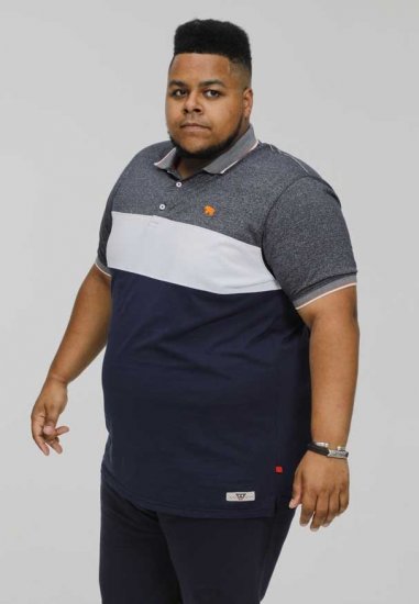 D555 EMERSON Cut And Sew Polo With Jacquard Collar Navy - Pólóingek - Galléros Pólók 2XL-8XL - Pólóingek 2XL-8XL