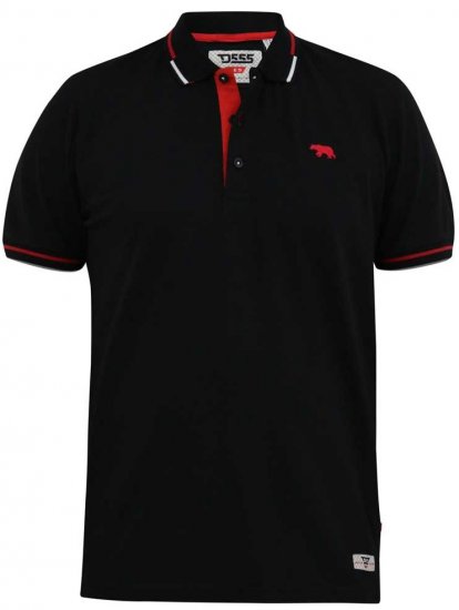 D555 SALFORD 2 Pique Polo Black - Pólóingek - Galléros Pólók 2XL-8XL - Pólóingek 2XL-8XL