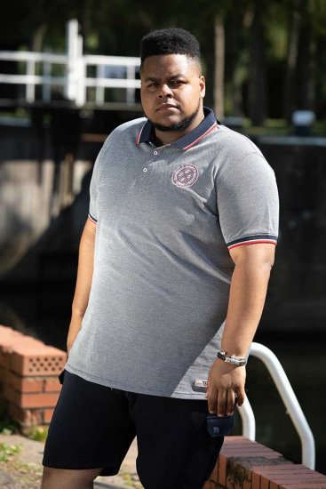 D555 KEMSTON Birds Eye Pique Polo Navy/White - Pólóingek - Galléros Pólók 2XL-8XL - Pólóingek 2XL-8XL