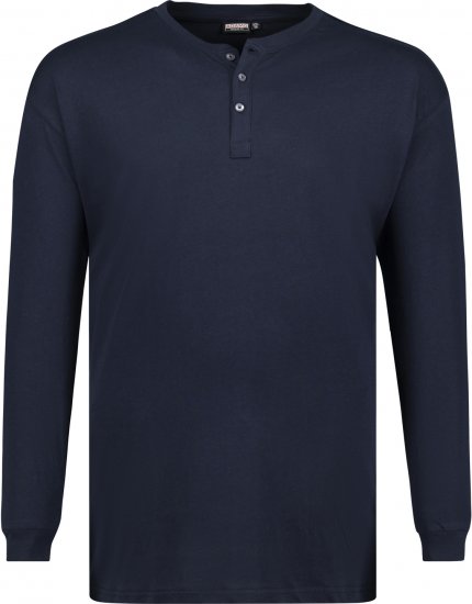 Adamo Sven Regular fit Serafino Long sleeve T-shirt Navy - Pólók - Nagyméretű pólók - 2XL-14XL