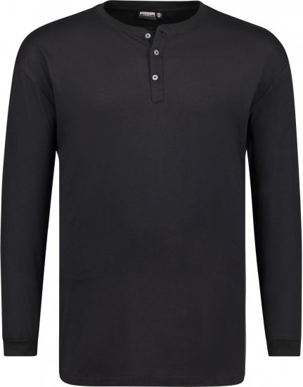 Adamo Sven Regular fit Serafino Long sleeve T-shirt Black - Pólók - Nagyméretű pólók - 2XL-14XL