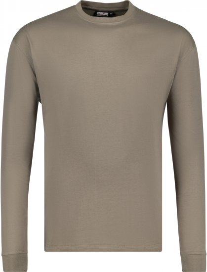 Adamo Floyd Comfort fit Long sleeve T-shirt Khaki - Pólók - Nagyméretű pólók - 2XL-14XL