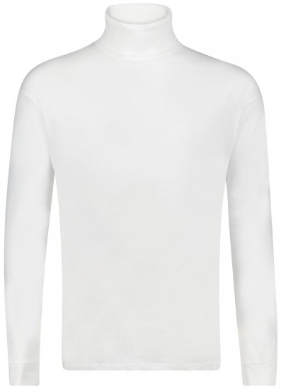 Adamo Fabio Comfort fit Turtleneck Long sleeve T-shirt White - Pólók - Nagyméretű pólók - 2XL-14XL