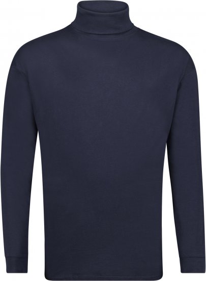Adamo Fabio Comfort fit Turtleneck Long sleeve T-shirt Navy - Pólók - Nagyméretű pólók - 2XL-14XL