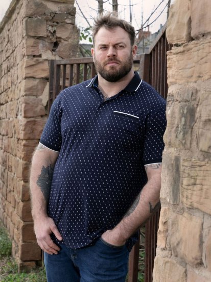 D555 Reid AOP Polo With Jacquard Collar, Pocket And Cuffs Tengerészkék - Pólóingek - Galléros Pólók 2XL-8XL - Pólóingek 2XL-8XL