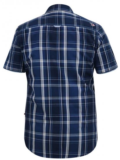 D555 HADSTOCK Check Button Down Collar S/S Shirt Navy - Ingek - Ingek 2XL-10XL