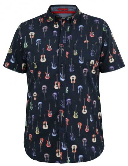 D555 BARRATT Guitar AO Printed Button Down Collar S/S Shirt - Ingek - Ingek 2XL-10XL