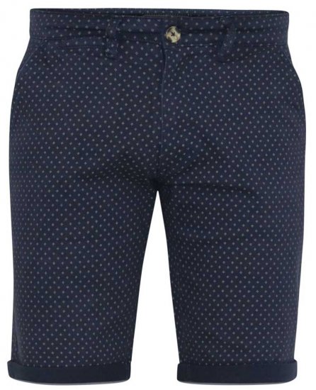 D555 DUDLEY AO Printed Stretch Chino Shorts Navy - Rövidnadrág - Nagyméretű Rövidnadrág W40-W60