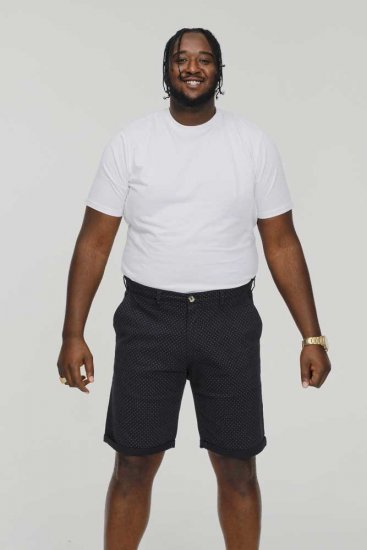 D555 DUDLEY AO Printed Stretch Chino Shorts Navy - Rövidnadrág - Nagyméretű Rövidnadrág W40-W60