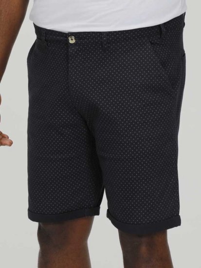 D555 DUDLEY AO Printed Stretch Chino Shorts Navy - Rövidnadrág - Nagyméretű Rövidnadrág W40-W60