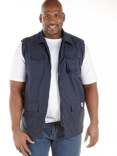D555 Enzo Multi Pocket Waistcoat Navy - Sportruházat - Nagyméretű Sportruházat 2XL-10XL