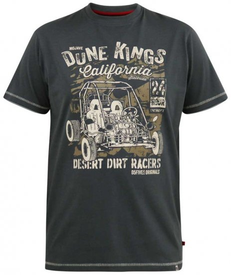 D555 BENNETT Dune Kings Buggy Printed Crew Neck T-Shirt Khaki - Pólók - Nagyméretű pólók - 2XL-14XL