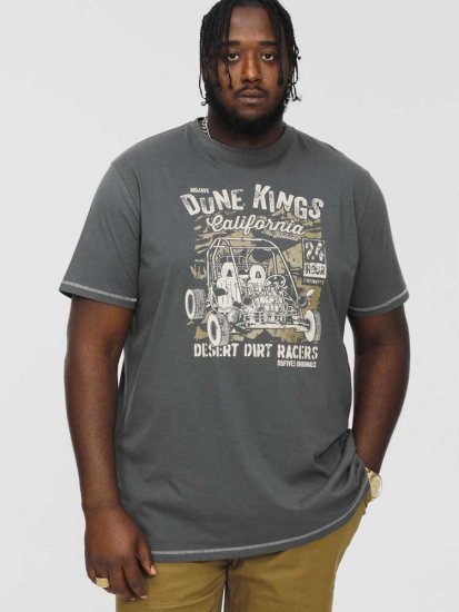 D555 BENNETT Dune Kings Buggy Printed Crew Neck T-Shirt Khaki - Pólók - Nagyméretű pólók - 2XL-14XL