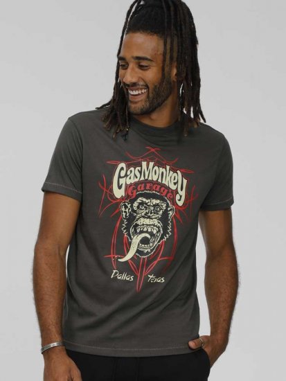 D555 DALLAS Official Gas Monkey Printed Crew Neck T-Shirt Khaki - Pólók - Nagyméretű pólók - 2XL-14XL