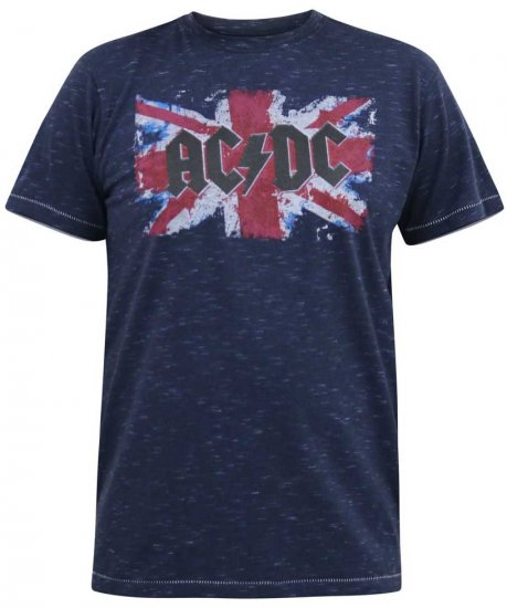 D555 DENNIS Official AC/DC Printed Crew Neck T-Shirt Navy Reno - Pólók - Nagyméretű pólók - 2XL-14XL