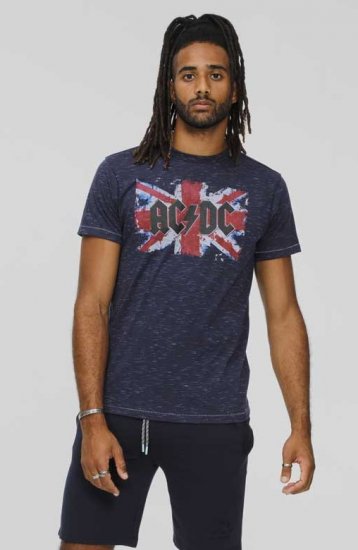 D555 DENNIS Official AC/DC Printed Crew Neck T-Shirt Navy Reno - Pólók - Nagyméretű pólók - 2XL-14XL