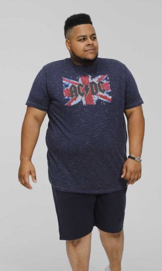 D555 DENNIS Official AC/DC Printed Crew Neck T-Shirt Navy Reno - Pólók - Nagyméretű pólók - 2XL-14XL