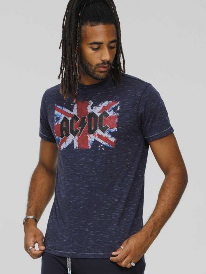 D555 DENNIS Official AC/DC Printed Crew Neck T-Shirt Navy Reno - Pólók - Nagyméretű pólók - 2XL-14XL