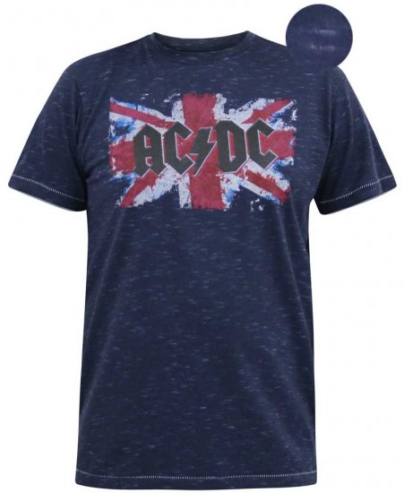 D555 DENNIS Official AC/DC Printed Crew Neck T-Shirt Navy Reno - Pólók - Nagyméretű pólók - 2XL-14XL