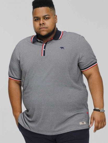 D555 BAYTON 2 Fine Stripe Jersey Polo Grey - Pólóingek - Galléros Pólók 2XL-8XL - Pólóingek 2XL-8XL
