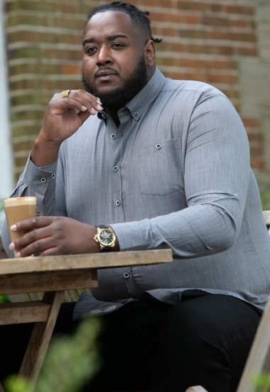 D555 RADCLIFFE Cross Hatch Soft Touch Slub Long Sleeve Shirt With Chest Patch Pocket Charcoal - Ingek - Ingek 2XL-10XL