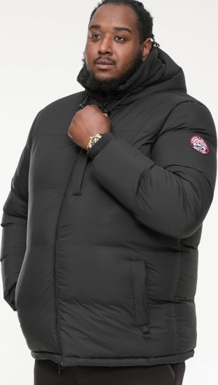 D555 DOMENIC Quilted Puffer Jacket With Half Micro Fleece Lining And Hood Black - Kabátok - Nagyméretű Kabátok - 2XL-8XL