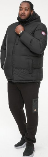 D555 DOMENIC Quilted Puffer Jacket With Half Micro Fleece Lining And Hood Black - Kabátok - Nagyméretű Kabátok - 2XL-8XL