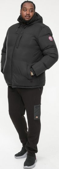 D555 DOMENIC Quilted Puffer Jacket With Half Micro Fleece Lining And Hood Black - Kabátok - Nagyméretű Kabátok - 2XL-8XL