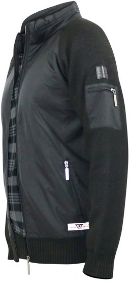 D555 MARSDEN Hybrid Knitted Jacket With Bonded Fleece Lining Black - Kabátok - Nagyméretű Kabátok - 2XL-8XL