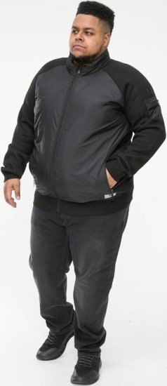 D555 MARSDEN Hybrid Knitted Jacket With Bonded Fleece Lining Black - Kabátok - Nagyméretű Kabátok - 2XL-8XL