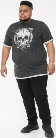 D555 DARREN Skull Printed T-Shirt With Double Layer On Hem & Cuff Black Reno - Pólók - Nagyméretű pólók - 2XL-14XL