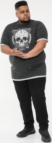 D555 DARREN Skull Printed T-Shirt With Double Layer On Hem & Cuff Black Reno - Pólók - Nagyméretű pólók - 2XL-14XL