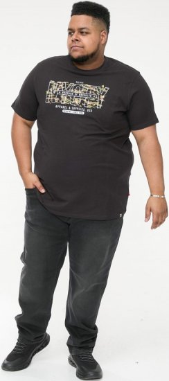 D555 EDWALTON NYCTY Camo Printed Crew Neck T-Shirt Washed Black - Pólók - Nagyméretű pólók - 2XL-14XL