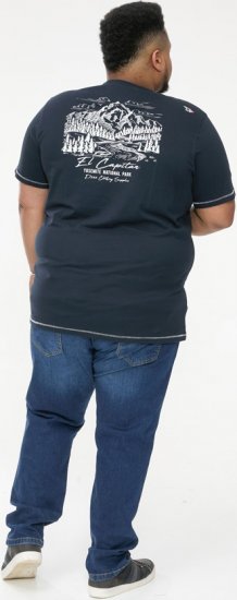 D555 GRAHAM YOSEMITE Chest And Back Printed Crew Neck T-Shirt Navy - Pólók - Nagyméretű pólók - 2XL-14XL