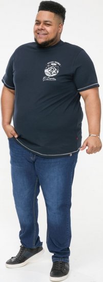 D555 GRAHAM YOSEMITE Chest And Back Printed Crew Neck T-Shirt Navy - Pólók - Nagyméretű pólók - 2XL-14XL