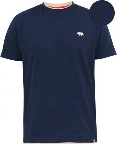 D555 SANDFORD Double Layer On Neck Ribs And Hem Waffle Textured T-Shirt Navy - Pólók - Nagyméretű pólók - 2XL-14XL
