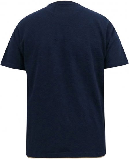 D555 SANDFORD Double Layer On Neck Ribs And Hem Waffle Textured T-Shirt Navy - Pólók - Nagyméretű pólók - 2XL-14XL