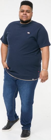 D555 SANDFORD Double Layer On Neck Ribs And Hem Waffle Textured T-Shirt Navy - Pólók - Nagyméretű pólók - 2XL-14XL