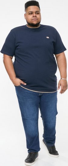 D555 SANDFORD Double Layer On Neck Ribs And Hem Waffle Textured T-Shirt Navy - Pólók - Nagyméretű pólók - 2XL-14XL