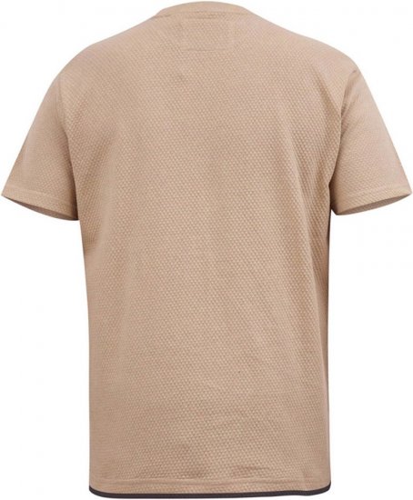 D555 SANDFORD Double Layer On Neck Ribs And Hem Waffle Textured T-Shirt Beige - Pólók - Nagyméretű pólók - 2XL-14XL