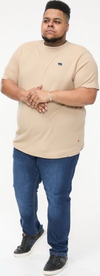 D555 SANDFORD Double Layer On Neck Ribs And Hem Waffle Textured T-Shirt Beige - Pólók - Nagyméretű pólók - 2XL-14XL