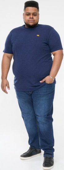 D555 ORSTON Reno Fabric Crew Neck T-Shirt With Chest Embroidery Blue Reno - Pólók - Nagyméretű pólók - 2XL-14XL