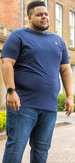 D555 ORSTON Reno Fabric Crew Neck T-Shirt With Chest Embroidery Blue Reno - Pólók - Nagyméretű pólók - 2XL-14XL