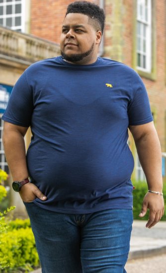 D555 ORSTON Reno Fabric Crew Neck T-Shirt With Chest Embroidery Blue Reno - Pólók - Nagyméretű pólók - 2XL-14XL