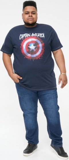 D555 ROGERS Official Captain America Printed T-Shirt Dark Navy - Pólók - Nagyméretű pólók - 2XL-14XL